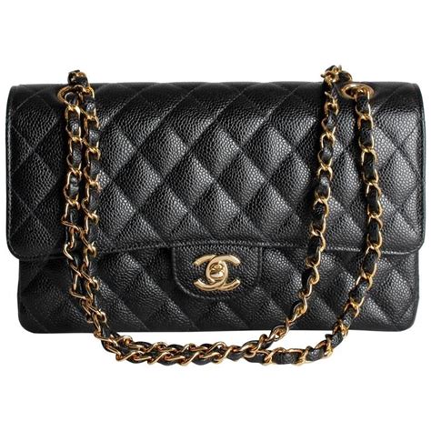 chanel vintage black leather 2.55 double flap bag